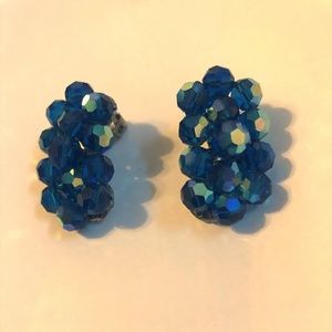 Vintage blue earrings 1 1/4 inch